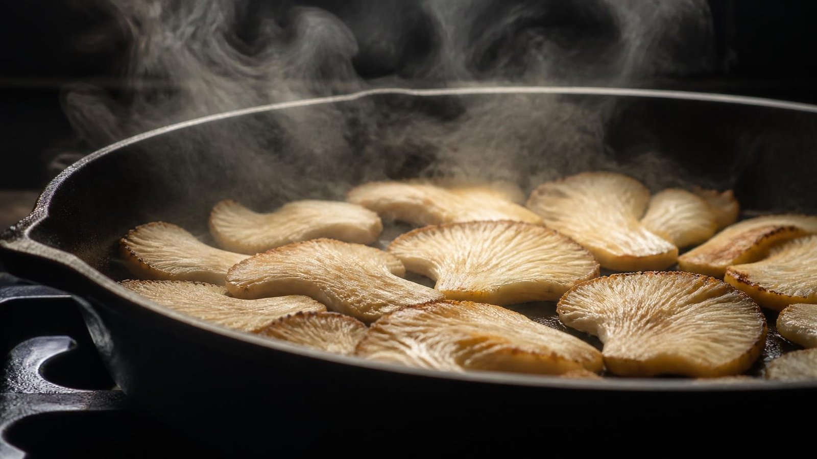 Golden brown pan-seared lion's mane mushroom